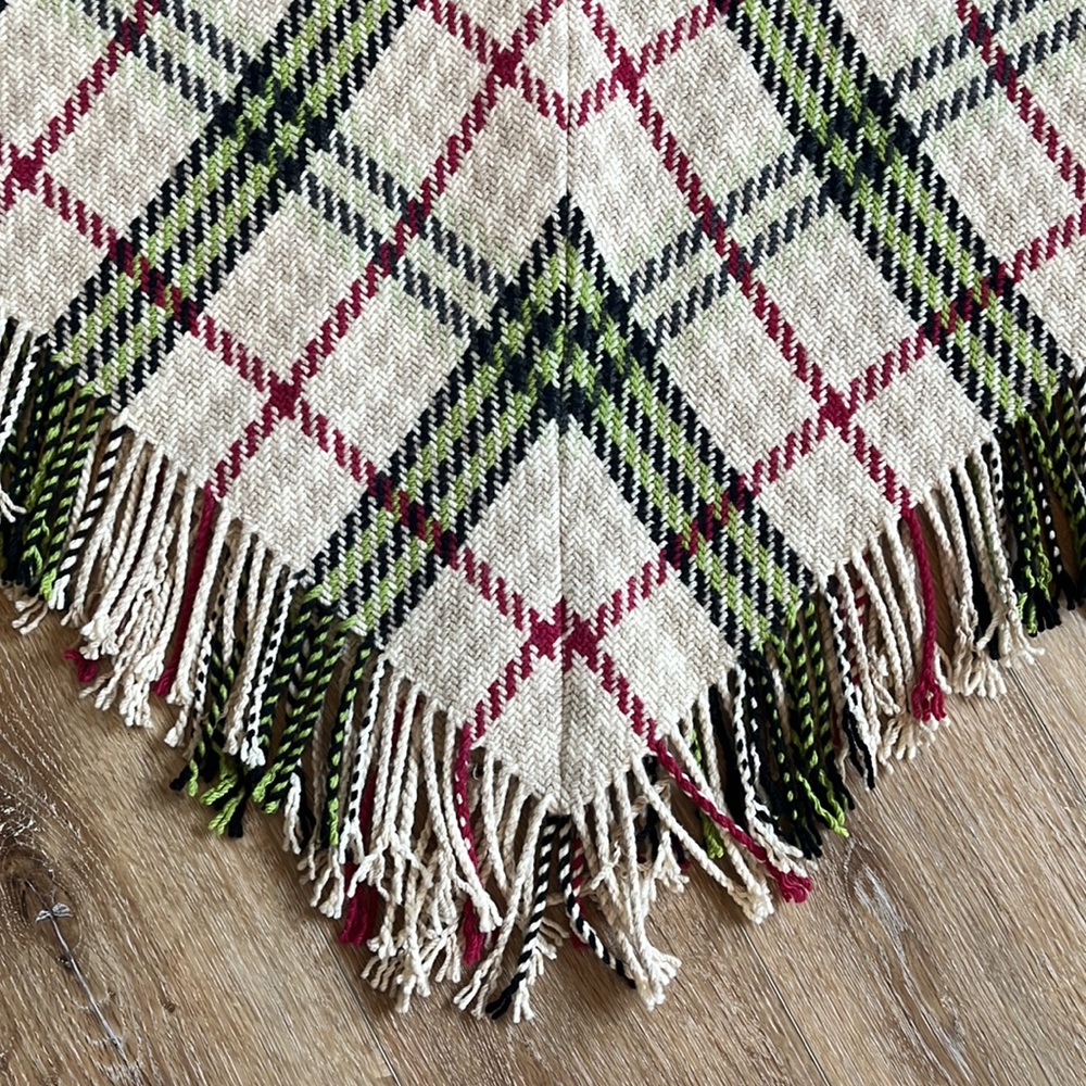 BURBERRY London Cashmere Wool Plaid Fringe Poncho - Picture 2 of 9